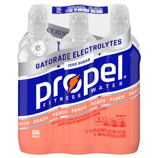 Propel Zero Sugar Electrolyte Water Beverage Peach 16.9 Fl Oz 6 Count