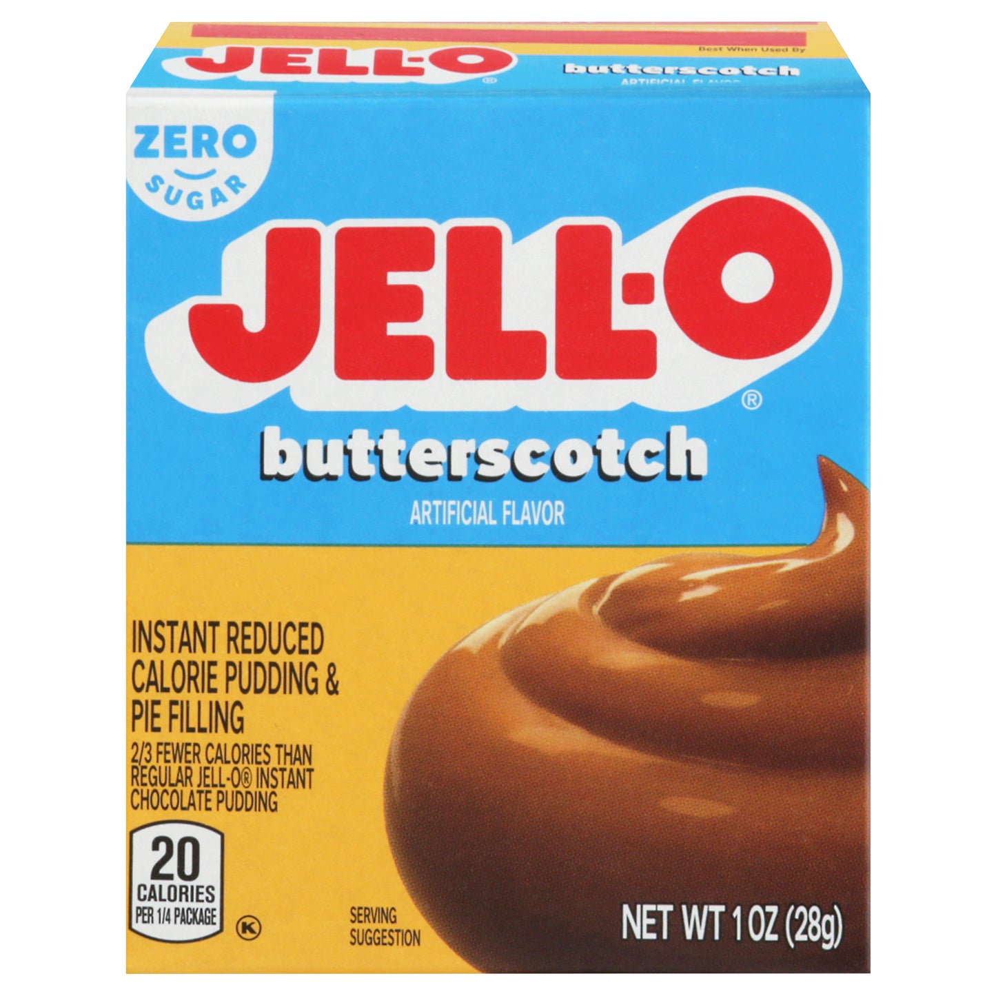 Jell-O Reduced Calorie Zero Sugar Instant Butterscotch Pudding & Pie Filling 1 oz