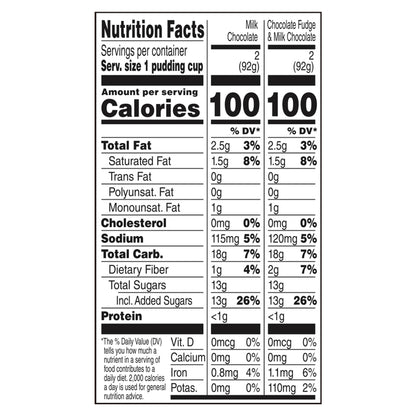 Snack Pack Milk Chocolate and Chocolate Fudge/Milk Chocolate Pudding, 4 Count Pudding Cups (12 Pack)