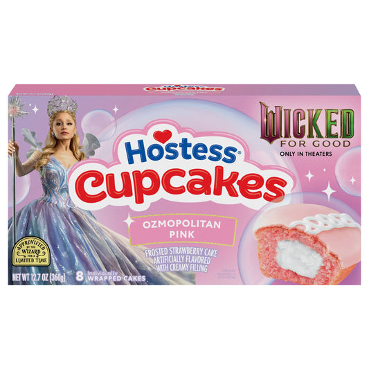 Hostess Wicked: For Good Cupcakes, Strawberry Artificially Flavored Snack Cakes with Ozmopolitan Pink Frosting, 12.7 Oz. Box (8 Ct.)