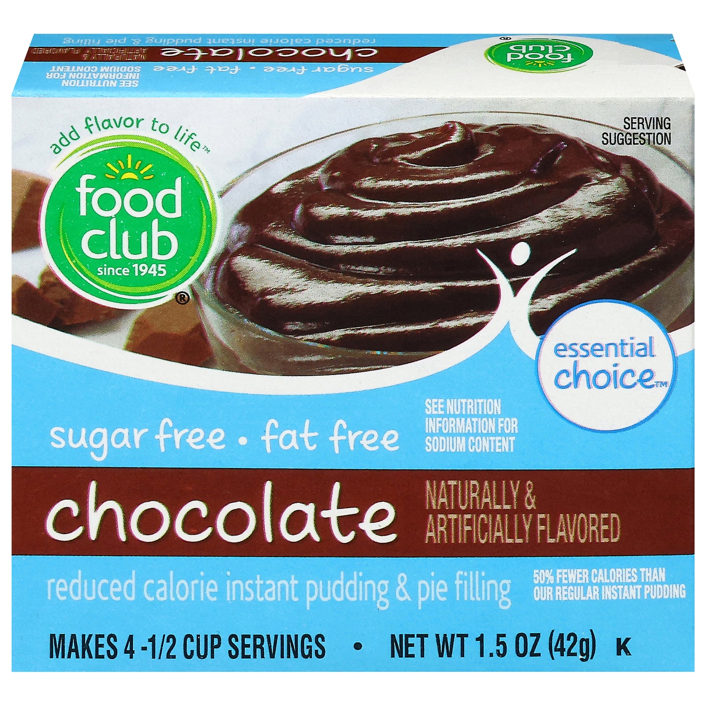 Food Club Essential Choice Reduced Calorie Instant Chocolate Pudding & Pie Filling 1.5 oz