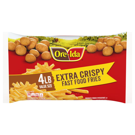 Ore-Ida Extra Crispy Fast Food French Fries Fried Frozen Potatoes Value Size, 4 lb Bag