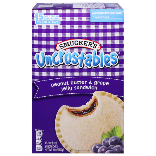 Smucker's Uncrustables Peanut Butter & Grape Jelly Sandwich 15 - 2 oz Sandwiches