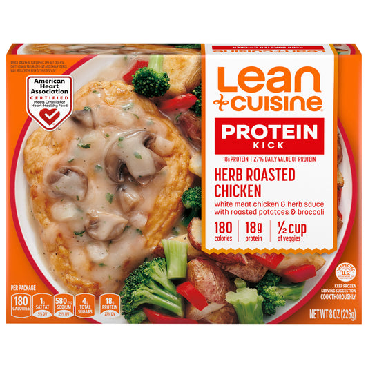 Lean Cuisine Frozen Meal Herb Roasted Chicken, Protein Kick Microwave Meal, Microwave Chicken Dinner, Frozen Dinner for One 8 oz.
