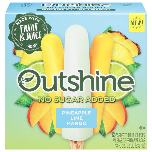 Outshine No Sugar Added Pineapple/Lime/Mango Fruit Ice Bars 12 ea