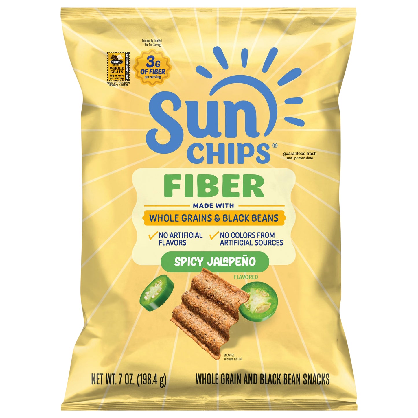 SunChips Whole Grain And Black Bean Snacks Spicy Jalapeno Flavored 7 Oz