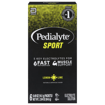 Pedialyte Sport Lemon Lime Electrolyte Solution 6 - 0.49 oz Packets