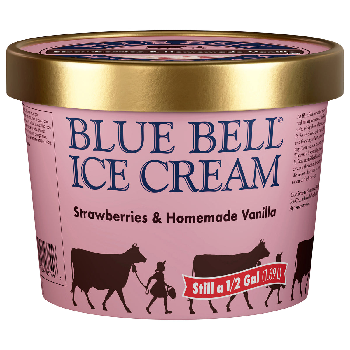 Blue Bell Strawberries & Homemade Vanilla Ice Cream 0.5 gal