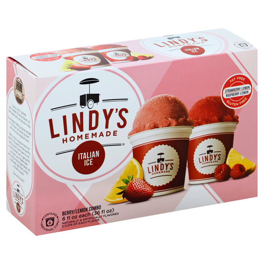 Lindy's Italian Ice 6 ea - BERRY/LEMON COMBO