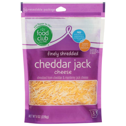 Food Club Cheddar Jack Finely Shredded Cheese 8 oz