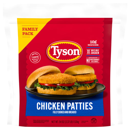 Tyson Fully Cooked Chicken Patties, Family Pack, 3.37 lb. (Frozen)