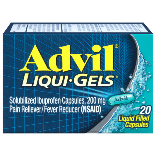 Advil Liqui-Gels Pain Reliever and Fever Reducer, Ibuprofen 200mg for Pain Relief - 20 Liquid Filled Capsules