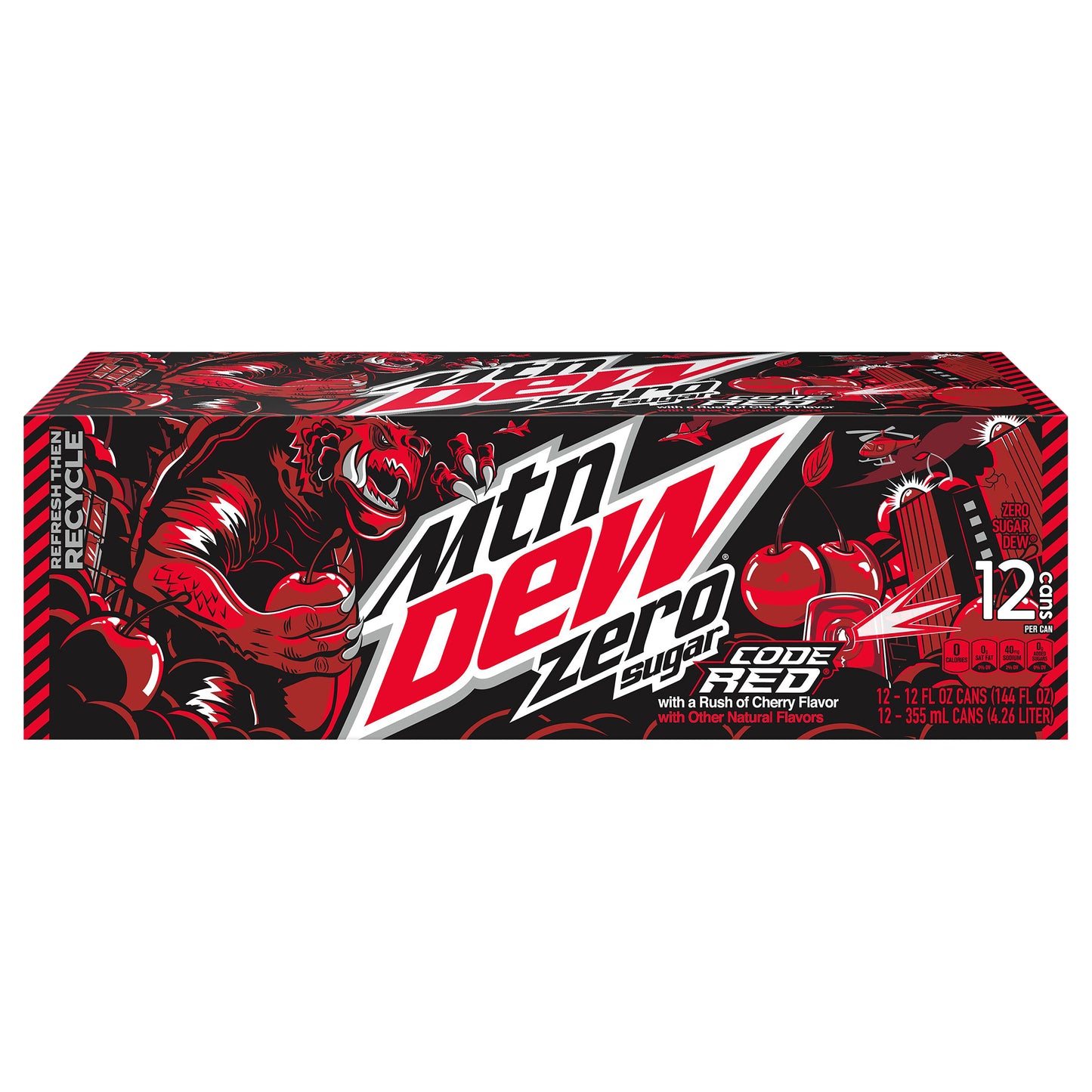 Mtn Dew Zero Sugar DEW Code Red With a Rush of Cherry 12 Fl Oz 12 Count