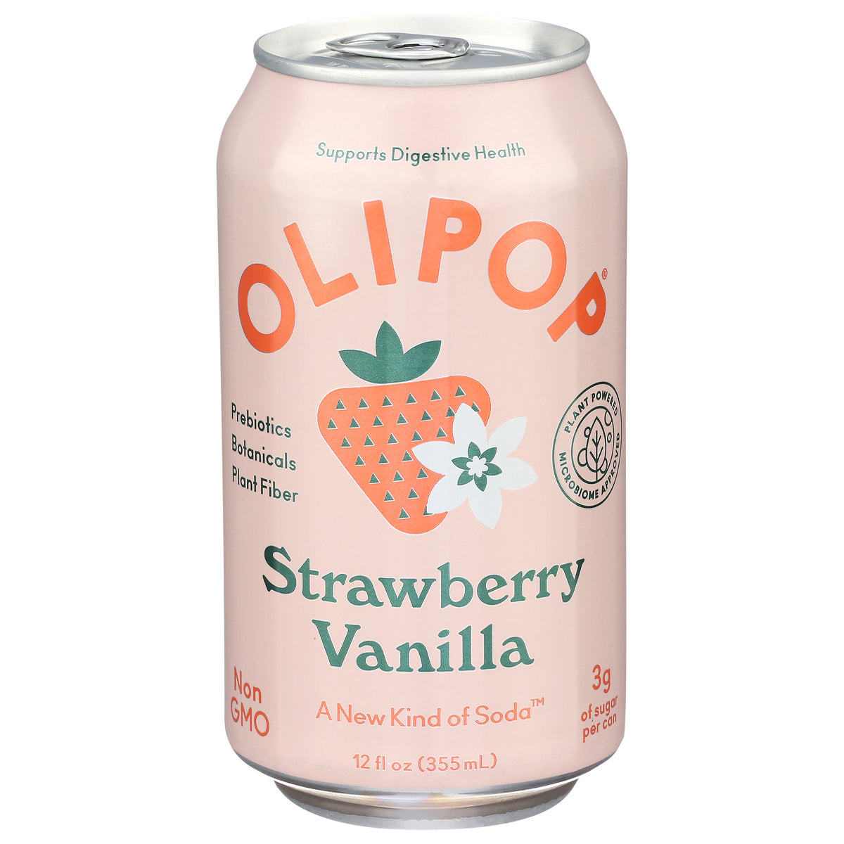 OLIPOP Strawberry Vanilla, A New Kind of Soda 12 fl oz