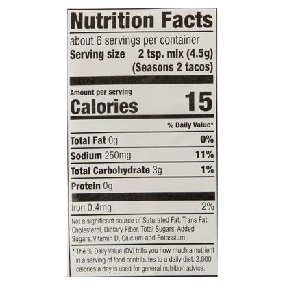 McCormick Taco Seasoning Mix - 30% Less Sodium, 1 oz