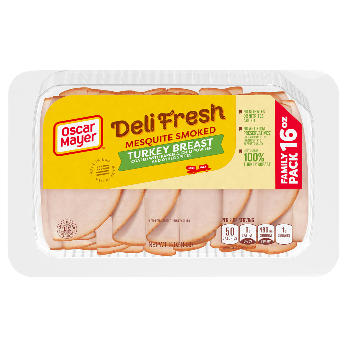 Oscar Mayer Deli Fresh Mesquite Smoked Sliced Turkey Breast Deli Lunch Meat Family Size, 16 oz Package