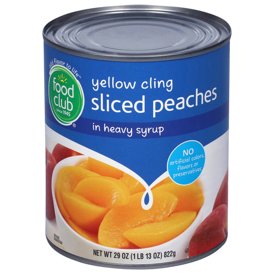 Food Club Sliced Yellow Cling Peaches in Heavy Syrup 29 oz