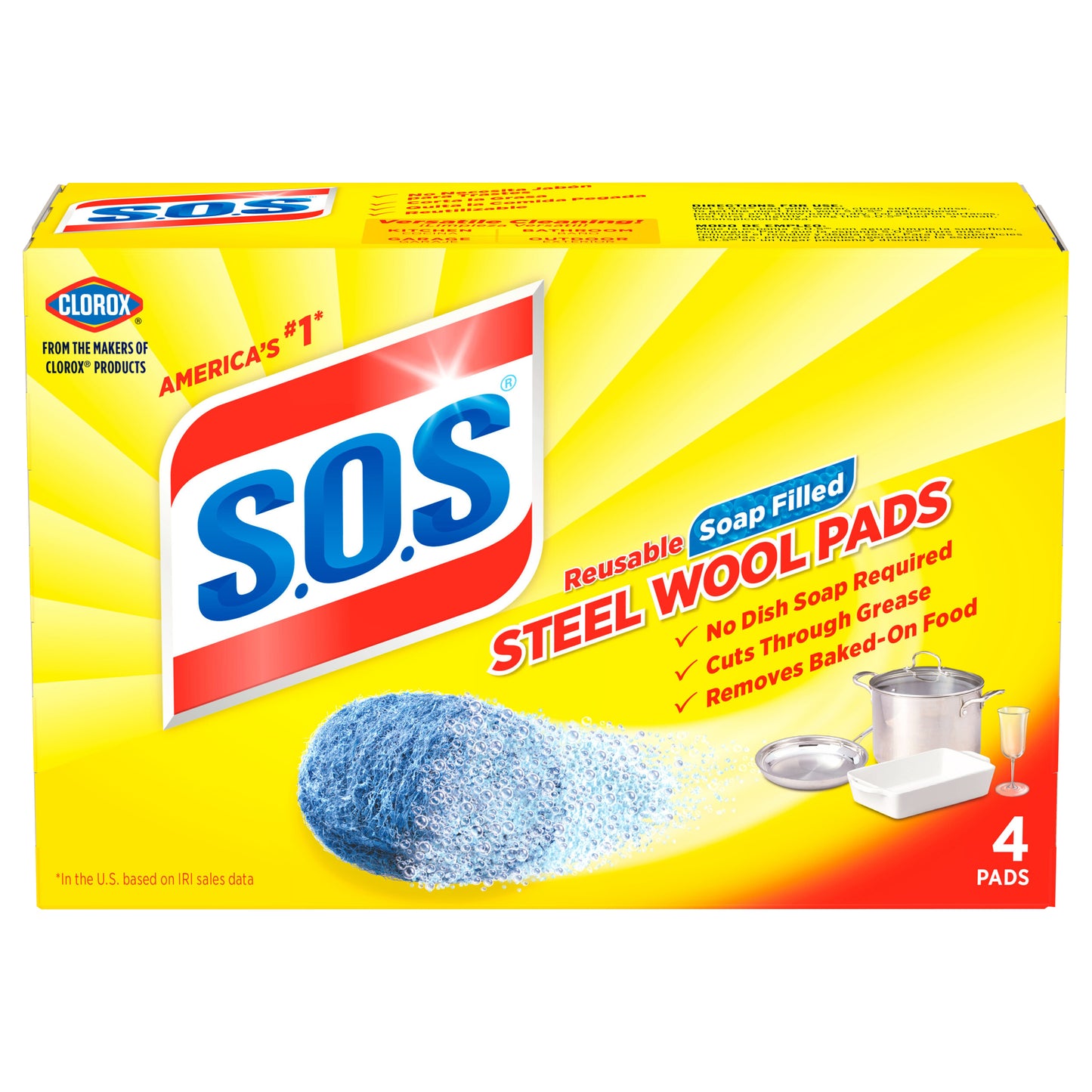 S.O.S Steel Wool Soap Pads - 4 PADS