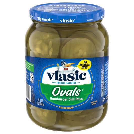 Vlasic Ovals Hamburger Dill Pickle Chips, 32 OZ