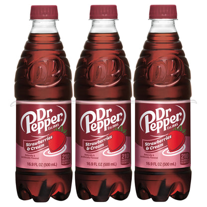 Dr Pepper Strawberries and Cream Soda, .5 L  bottles, 6 pack