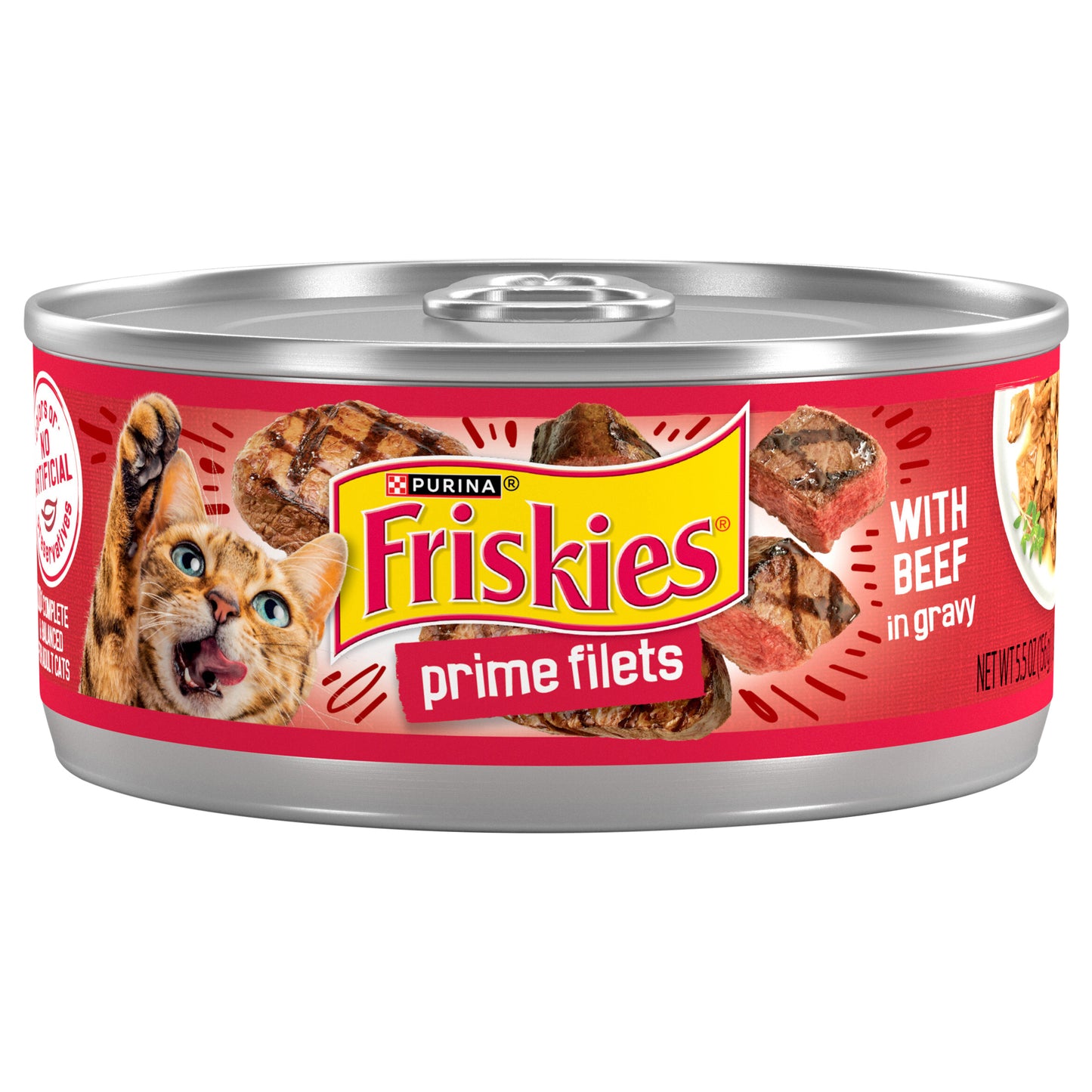 Purina Friskies Gravy Wet Cat Food, Prime Filets With Beef in Gravy - 5.5 oz. Can