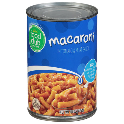 Food Club Macaroni in Tomato & Meat Sauce 15 oz