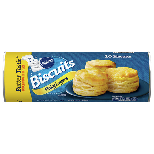 Pillsbury Flaky Layers Biscuits, Butter Tastin', 10 ct., 12 oz.
