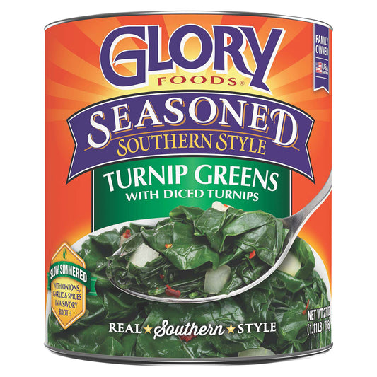 Glory Foods Seasoned Southern Style Turnip Greens with Diced Turnips, 27 oz., Can