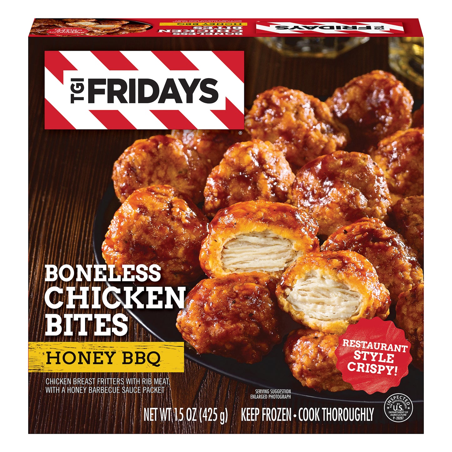 TGI Fridays Honey BBQ Boneless Chicken Bites Frozen Snacks, 15 oz Box