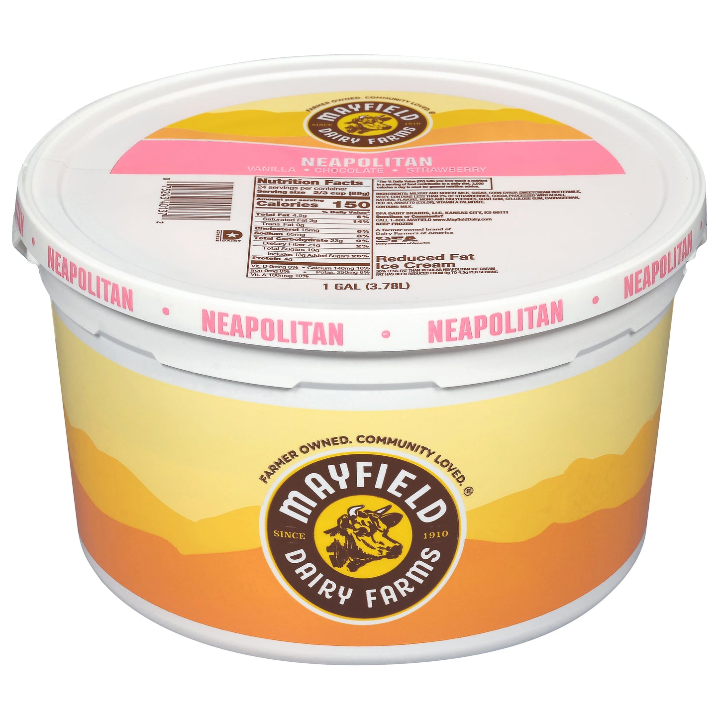 Mayfield Dairy Farms Reduced Fat Neapolitan Ice Cream 1 gal