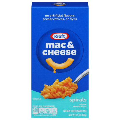 Kraft Spirals Original Mac & Cheese Macaroni and Cheese Dinner, 5.5 oz Box