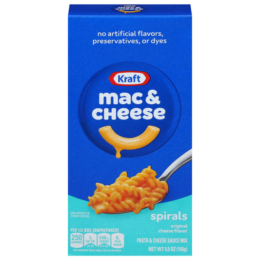 Kraft Spirals Original Mac & Cheese Macaroni and Cheese Dinner, 5.5 oz Box
