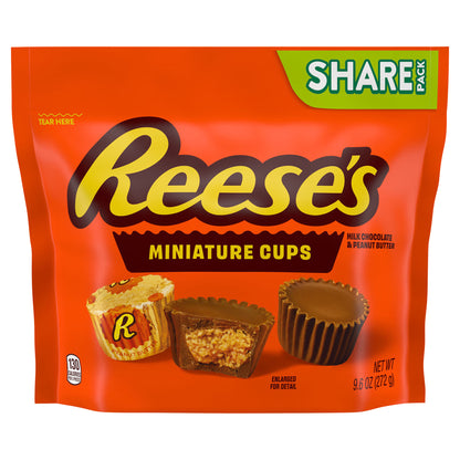 REESE'S Miniatures Milk Chocolate Peanut Butter Cups, Candy Share Pack, 9.6 oz