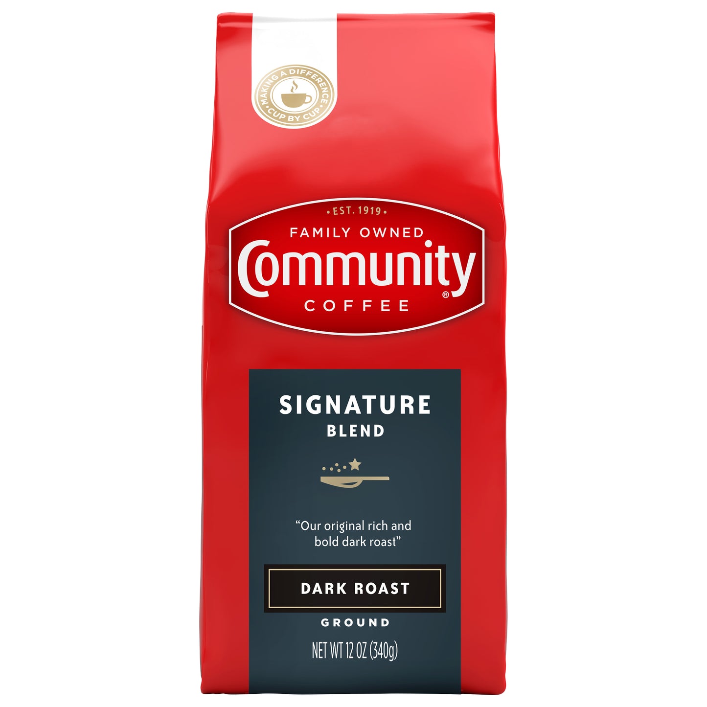 Community Coffee Signature Blend Dark Roast Ground 12 oz Gable Top