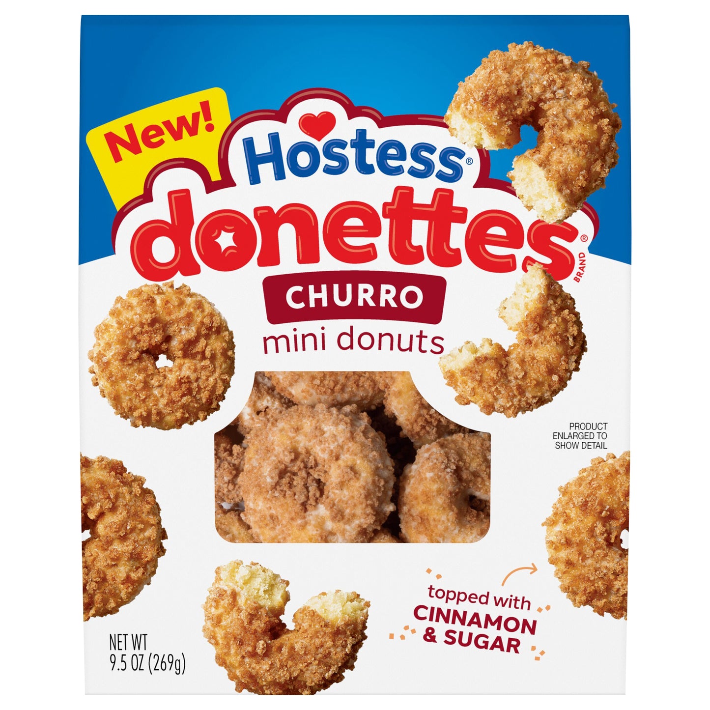 Hostess Donettes, Churro Mini Donuts Topped with Cinnamon Sugar, 9.5 Oz. Bag