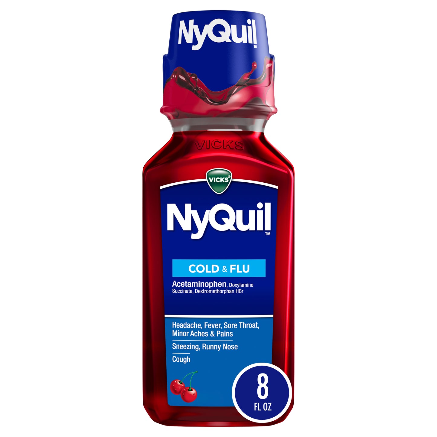Vicks NyQuil Cherry Cold and Flu Relief Liquid 8 FL OZ