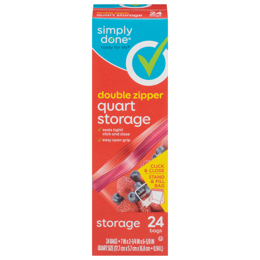 Simply Done Double Zipper Quart Storage Bags 24 ea