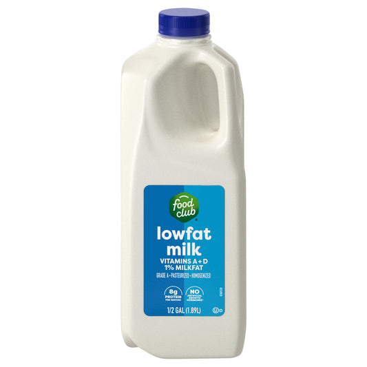 Food Club Lowfat 1% Milkfat Vitamins A + D Milk 0.5 gal