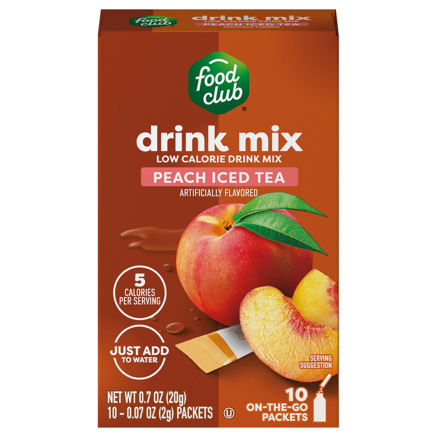 Food Club Low Calorie Peach Iced Tea Drink Mix 10 ea