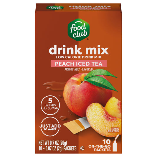 Food Club Low Calorie Peach Iced Tea Drink Mix 10 ea