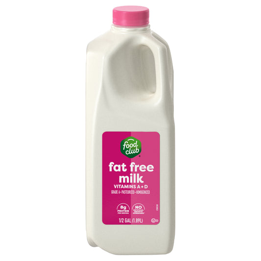 Food Club Fat Free Vitamins A + D Milk 0.5 gal