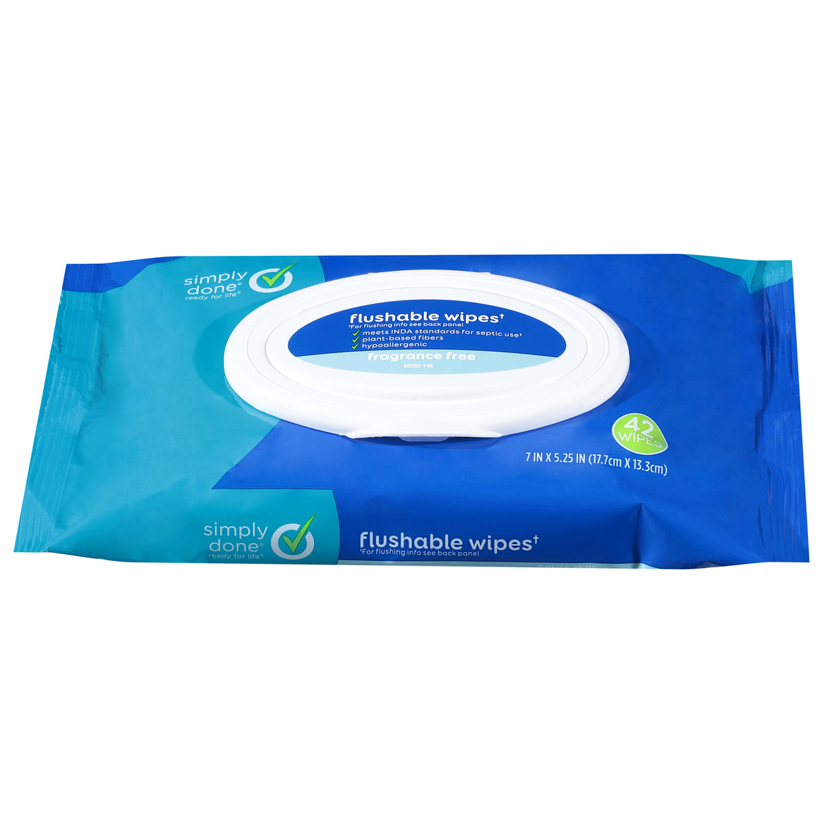 Simply Done Fragrance Free Flushable Wipes 42 Each