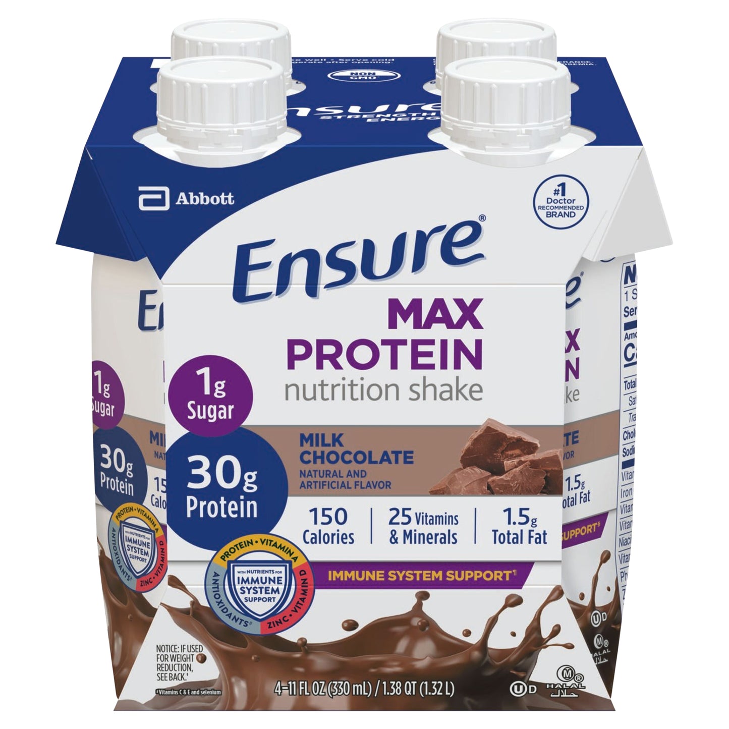 Ensure Max Protein Milk Chocolate Nutrition Shake 4 - 11 fl oz Cartons