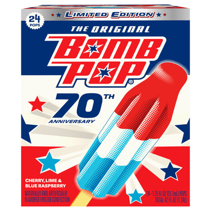 Bomb Pop The Original Cherry, Lime & Blue Raspberry Pops 24 - 1.75 fl oz Each