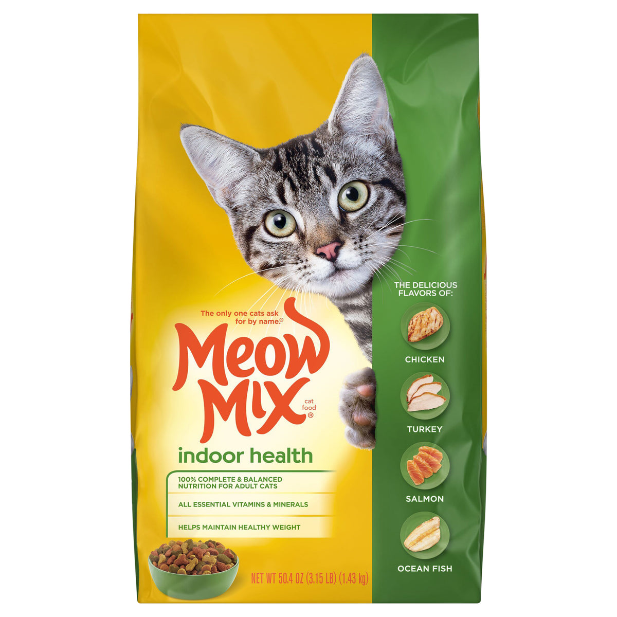 Meow Mix Indoor Health Dry Cat Food, 3.15-Pound Bag