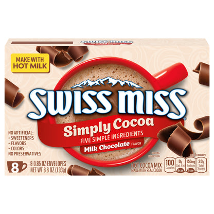 Swiss Miss Simply Cocoa Milk Chocolate Flavored Hot Cocoa Mix, 8 Count Hot Cocoa Mix Packets