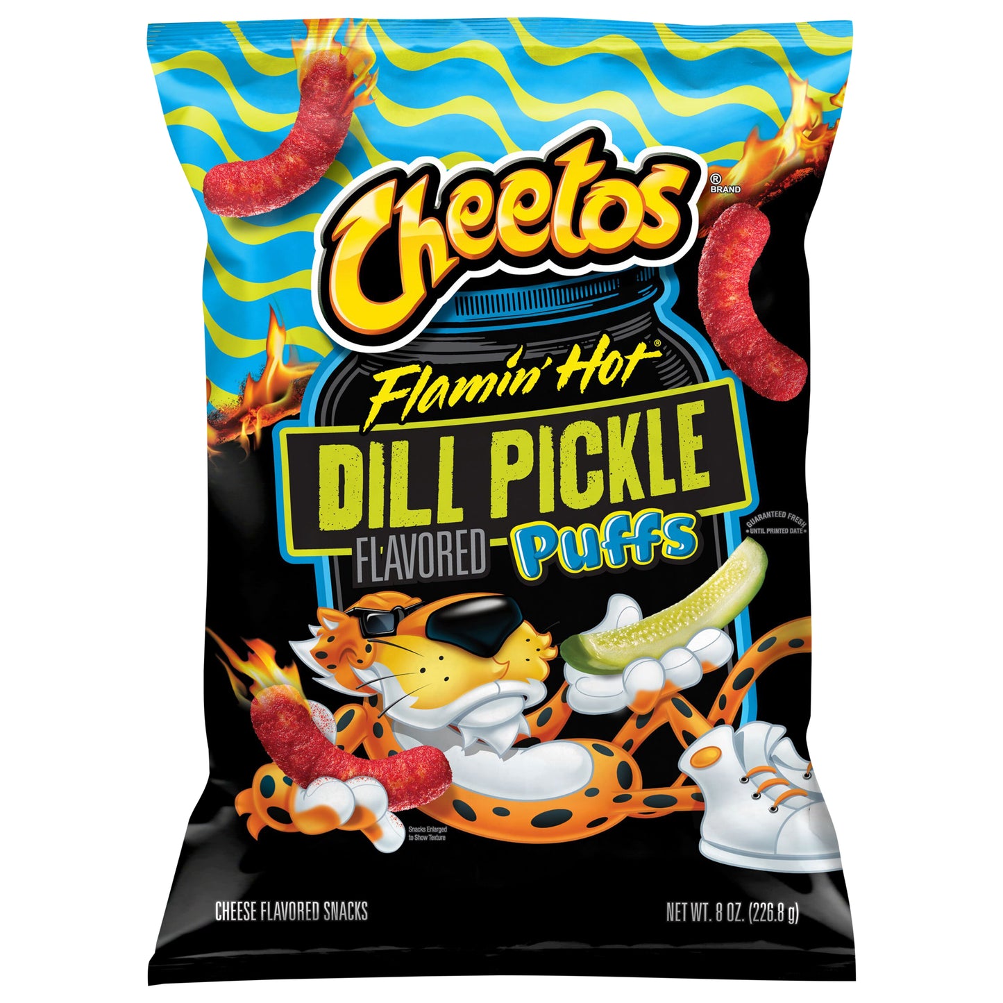 Cheetos Puffs Cheese Flavored Snacks Flamin Hot Dill Pickle, 8 Oz