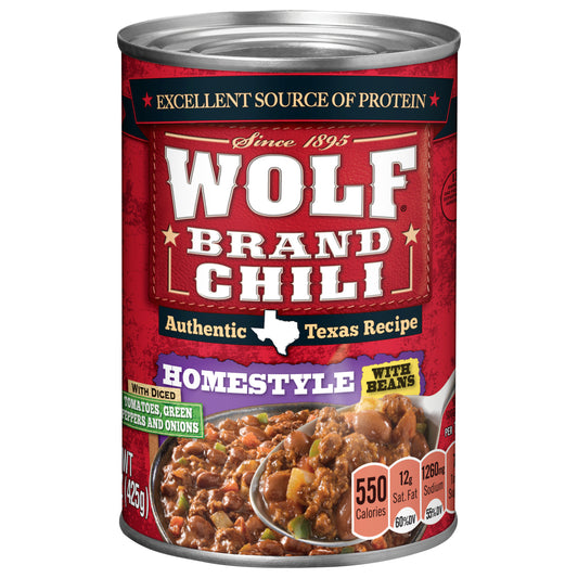 WOLF BRAND Homestyle Chili With Beans, 15 oz.