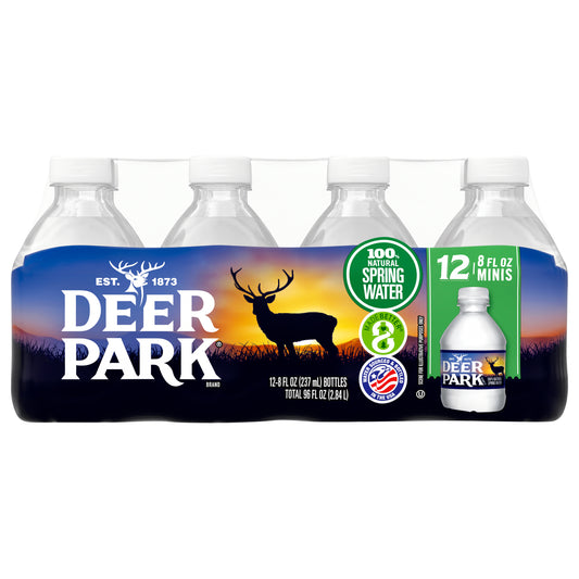 DEER PARK Brand 100% Natural Spring Water, 8-ounce mini plastic bottles (Pack of 12)
