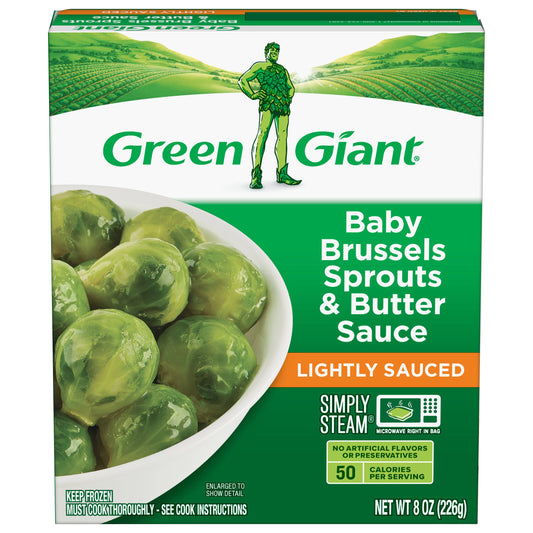 Green Giant Simply Steam Baby Brussels Sprouts & Butter Sauce, Lightly Sauced Frozen Vegetables, 8 OZ